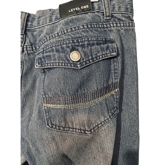 Level One Blue Relaxed Straight Leg Denim Jeans Men Sz 40x32 - Picture 12 of 14